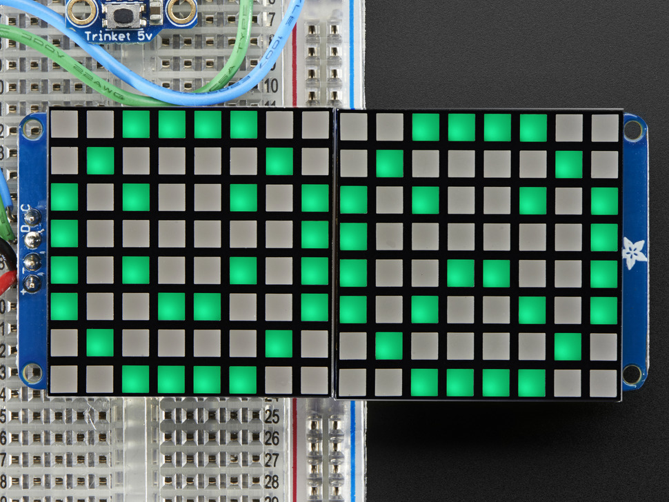 16x8 1.2 LED Matrix + Backpack - Ultra Bright Square Green LEDs | Buy ...