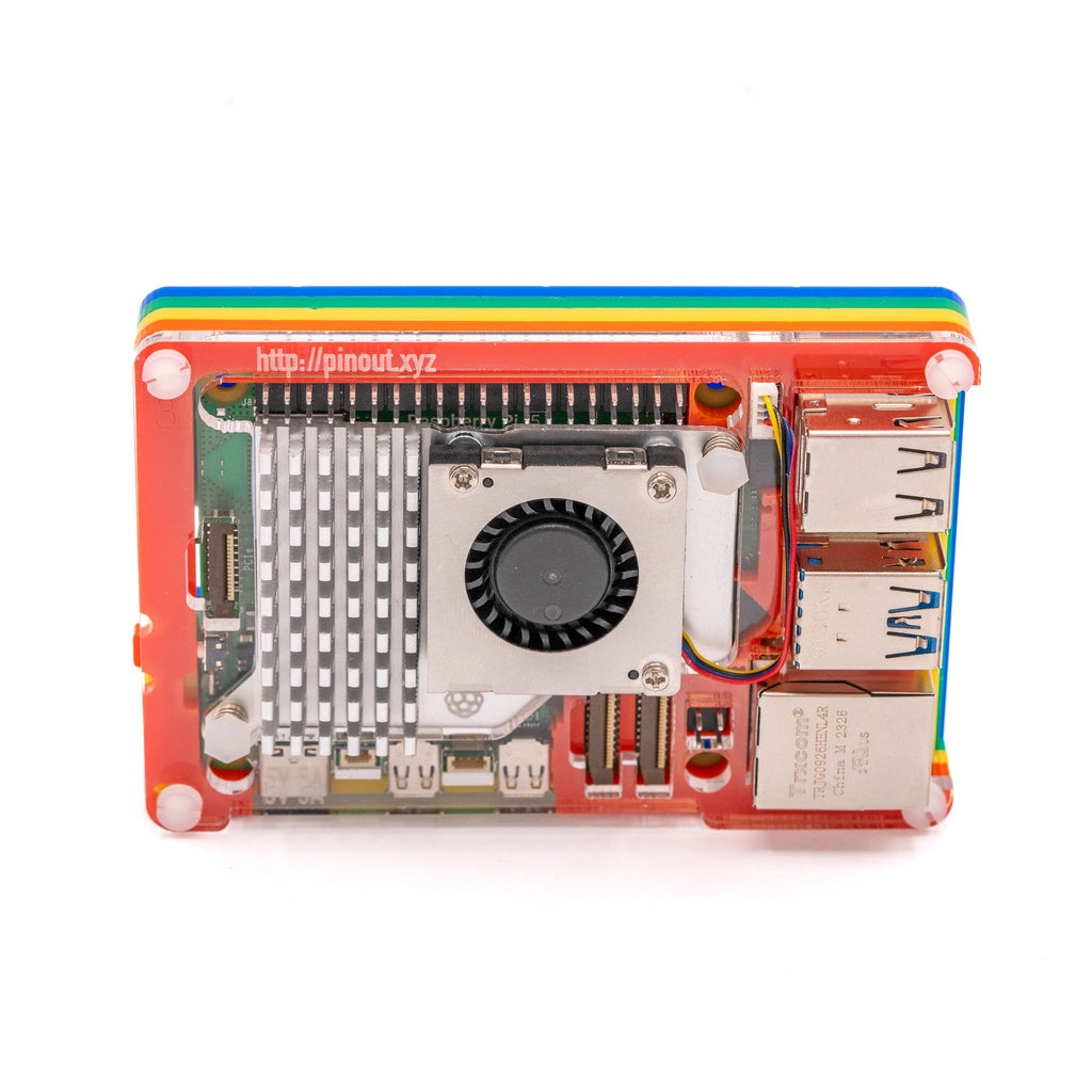 Rainbow Acrylic Case for Raspberry Pi 5, Colorful Translucent Acrylic Case,  Supports installing Official Active Cooler
