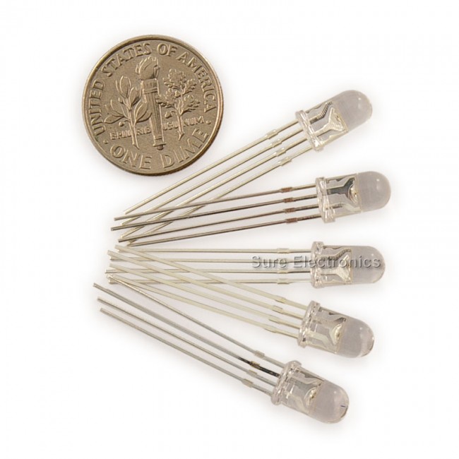 5mm RGB LED Pack Common Anode 100pcs 4000mcd + Free Resistors Sure Electronics 017DCLE11116