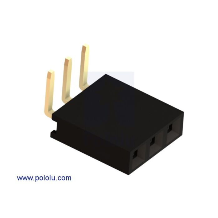 0.100" (2.54 mm) Female Header: 1x3-Pin, Right-Angle