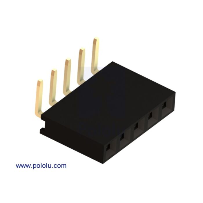 0.100" (2.54 mm) Female Header: 1x5-Pin, Right-Angle