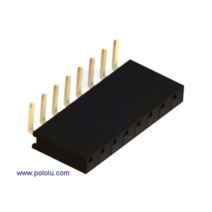 0.100" (2.54 mm) Female Header: 1x8-Pin, Right-Angle