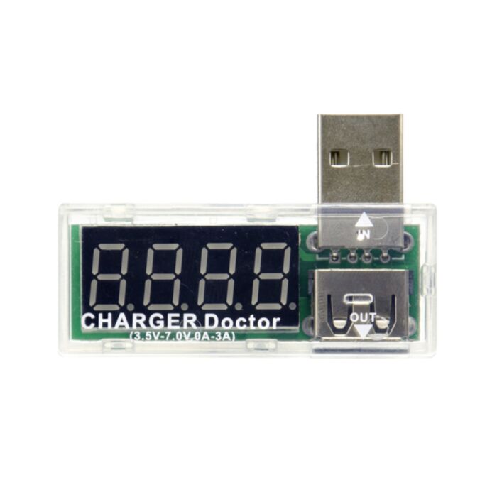 USB Charger Doctor - In-line Voltage and Current Meter (Clear)