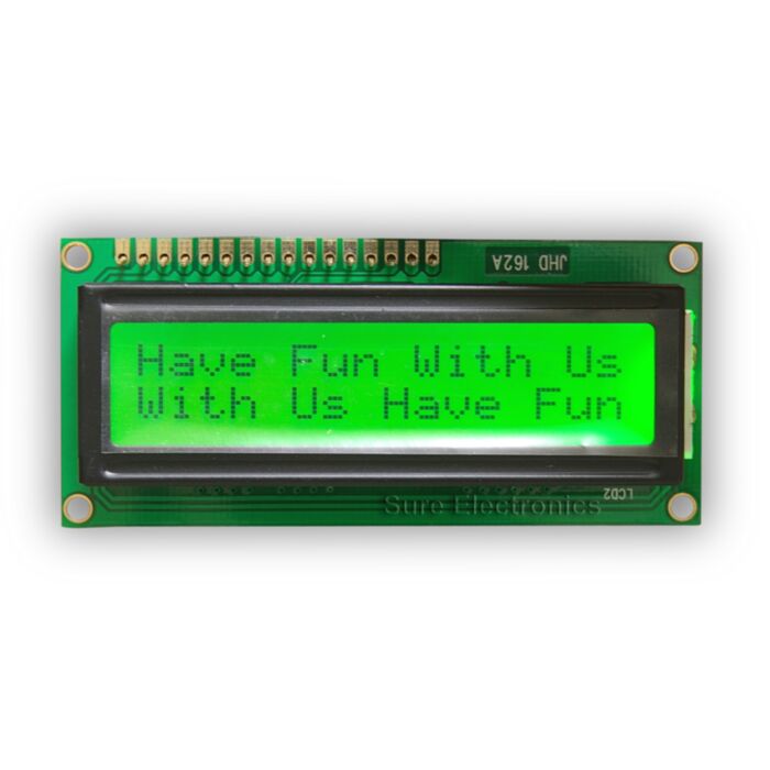 1602 Character LCD Black on Green HD44780 (16X2)