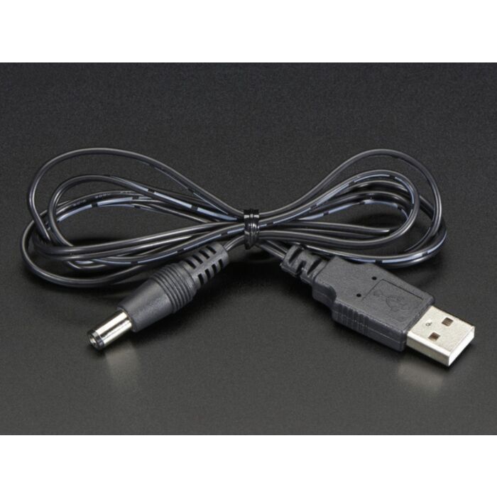 USB to 2.1mm Male Barrel Jack Cable - 22AWG & 1 meter