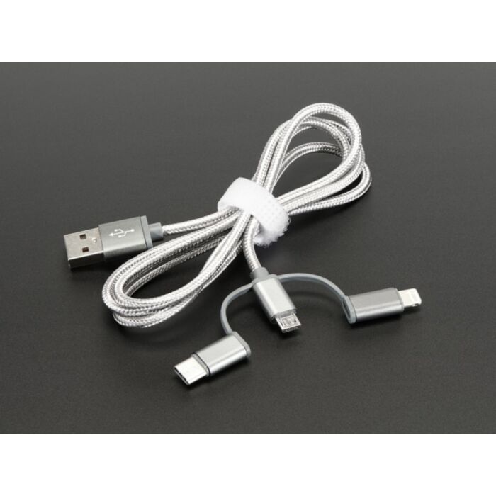 USB 3-in-1 Sync and Charge Cable - Micro B / Type-C / Lightning