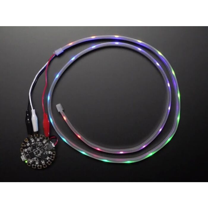 Adafruit NeoPixel LED Strip w/ Alligator Clips - 30 LEDs/meter - 1 Meter - BLACK