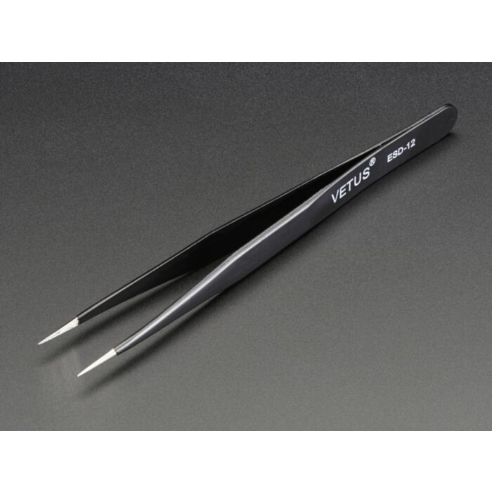 Fine tip straight tweezers - ESD safe - 135mm