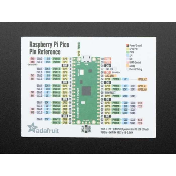 Adafruit GPIO Reference Card for Raspberry Pi Pico