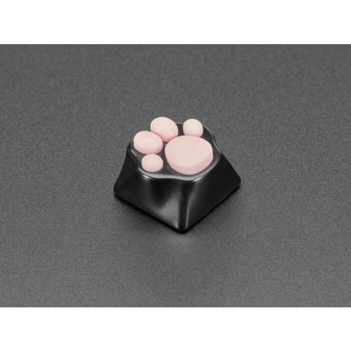 Black Aluminum Kitty Paw Keycap with Pink Silicone Toes - MX Compatible Switches