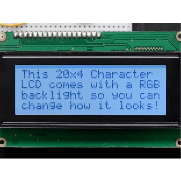 RGB backlight positive LCD 20x4 + extras - black on RGB