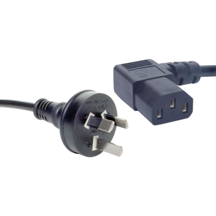 5m IEC C13 90 Deg. 7.5A 3 Pin Black Appliance Mains Lead (SKU: P8414 Image 1)