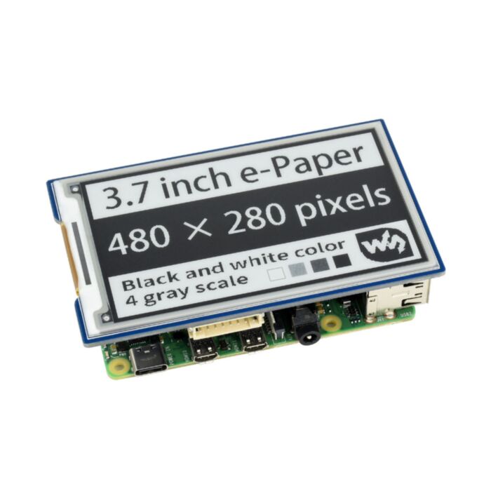 3.7 inch 16-bit Greyscale E-Ink HAT (480×280 Pixels)