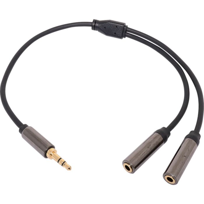 0.3m 3.5mm Stereo Plug To 2 x 3.5mm Stereo Socket Cable