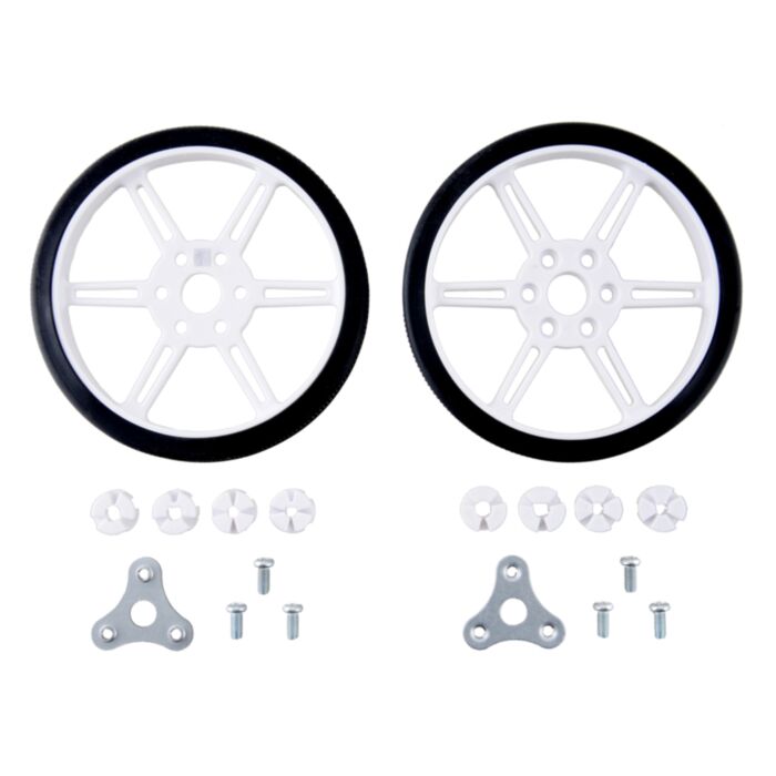 Pololu Multi-Hub Wheel w/Inserts for 3mm and 4mm Shafts - 80×10mm, White, 2-Pack
