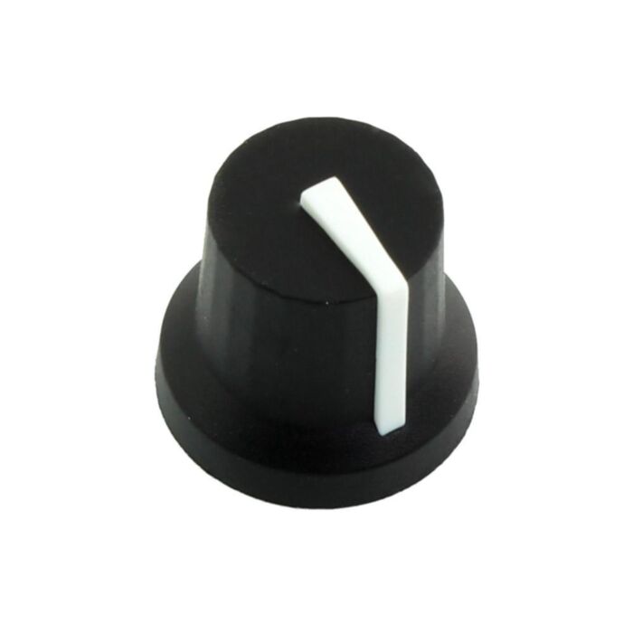 Black Potentiometer Knobs with Coloured Pointers - White