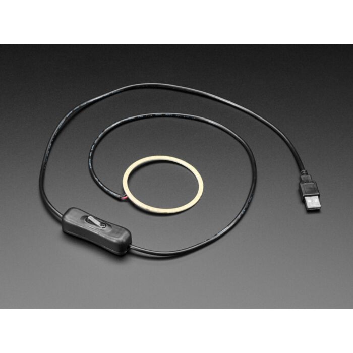 Cool White LED Ring Light with USB Cable and On/Off Switch - 70mm Diameter 5V