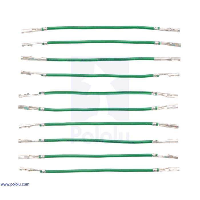 Wires with Pre-Crimped Terminals 10-Pack F-F 2" Green
