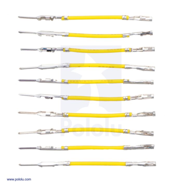 Wires with Pre-Crimped Terminals 10-Pack M-F 1" Yellow
