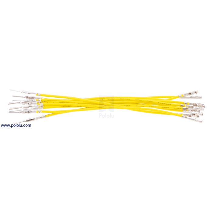 Wires with Pre-Crimped Terminals 10-Pack M-F 3" Yellow