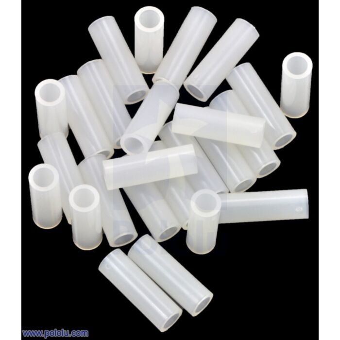 Nylon Spacer: 15mm Length, 5mm OD, 3.3mm ID (25-Pack)