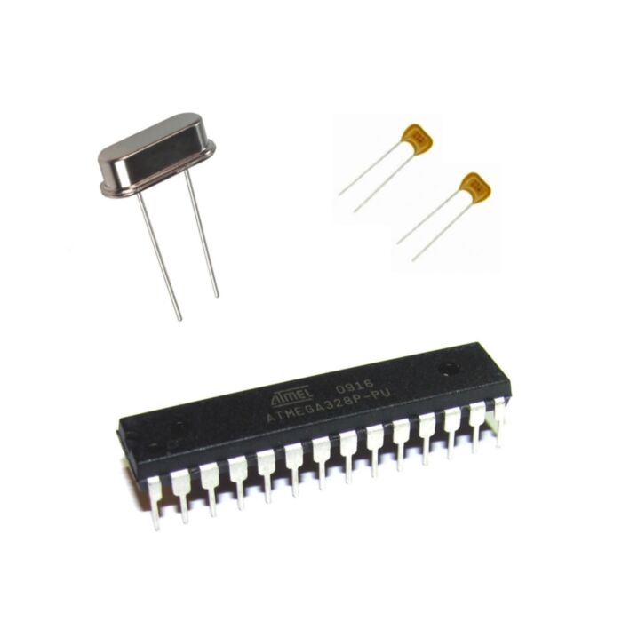 Atmel ATmega328P-PU + Duemilanove Bootloader for Arduino + XTAL+ 22pF Capacitors