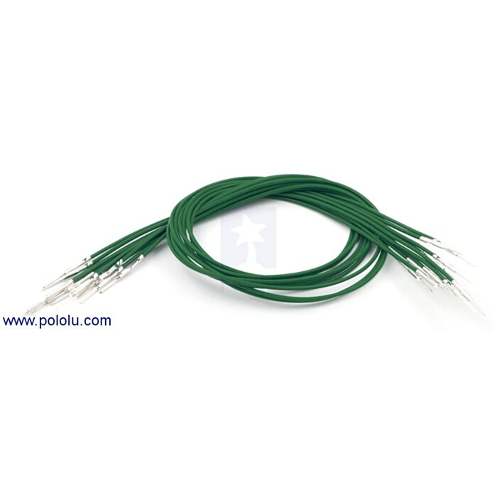 Wires with Pre-crimped Terminals 10-Pack M-M 12" Green