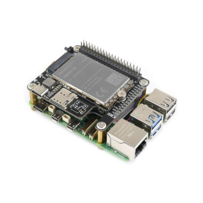 PCIe to 5G/4G/3G HAT for Raspberry Pi 5 (SIM8262E)