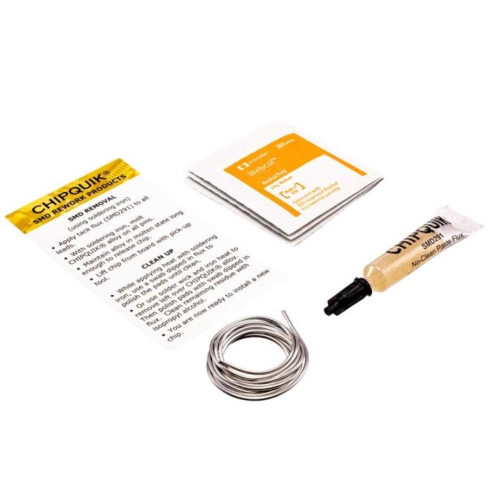 lead free ChipQuik Alloy 2.5ft, flux, alcohol pads SMD Removal Kit 