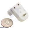 Mini plastic gearmotor offset 3mm D-shaft output with U.S. quarter for size reference. (SKU: POLOLU-1516 Image 3)