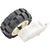 2mm shaft adapter connecting a LEGO wheel to a 120:1 mini plastic gearmotor with 90-degree output. (SKU: POLOLU-1001 Image 3)