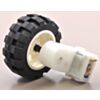 2mm shaft adapter connecting a LEGO wheel to a 120:1 mini plastic gearmotor with offset output. (SKU: POLOLU-1001 Image 5)