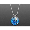 Blue Circuit Board Pendant Necklace with Silver Chain