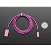 Fully Reversible Pink/Purple USB A to micro B Cable - 1m long