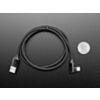 Woven USB Cable with USB Type A to Right Angle USB Type C - Black 1 meter long
