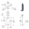 Dimension diagram of Bracket for Sharp GP2Y0A02 GP2Y0A21 and GP2Y0A41 Distance Sensors - Perpendicular. Units are mm over [inches]. (SKU: POLOLU-2677 Image 5)