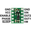 DRV8838 Single Brushed DC Motor Driver Carrier labeled top view. (SKU: POLOLU-2990 Image 4)