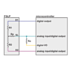 Connection diagram for reading a force-sensing linear potentiometer (FSLP) with a microcontroller. (SKU: POLOLU-2730 Image 6)
