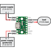 Typical connection diagram for using the FPF1320 power multiplexer carrier without USB. (SKU: POLOLU-2594 Image 5)