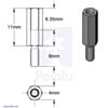 Aluminum Standoff for Raspberry Pi: 11mm Length, 6mm M2.5 Thread, M-F (4-Pack)
