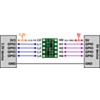 Example wiring diagram for connecting 5 V and 3.3 V devices through the 4-channel bidirectional logic level shifter. (SKU: POLOLU-2595 Image 6)