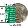 LSM303DLHC 3D compass and accelerometer carrier with voltage regulators bottom view with dimensions. (SKU: POLOLU-2124 Image 2)