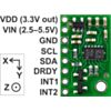 LSM303DLHC 3D compass and accelerometer carrier with voltage regulators labeled top view. (SKU: POLOLU-2124 Image 3)