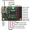 Micro Maestro 6-channel USB servo controller (fully assembled) labeled top view. (SKU: POLOLU-1350 Image 3)