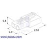 Female mini Tamiya plug dimensions (in mm). (SKU: POLOLU-1936 Image 2)