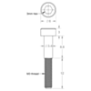 Dimensions (in mm) of the shoulder bolt included in the Pololu track sets. (SKU: POLOLU-1416 Image 9)