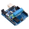 Pololu A4990 Dual Motor Driver Shield on an Arduino Uno. (SKU: POLOLU-2512 Image 4)
