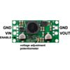 Pololu adjustable step-up/step-down voltage regulator S18V20Ax labeled top view. (SKU: POLOLU-2573 Image 7)