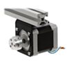 The machined piece of the 5 mm scooter wheel adapter mounted to the output shaft of a stepper motor. (SKU: POLOLU-2673 Image 3)