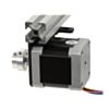 The machined piece of the 5 mm scooter wheel adapter mounted to the output shaft of a stepper motor. (SKU: POLOLU-2673 Image 6)